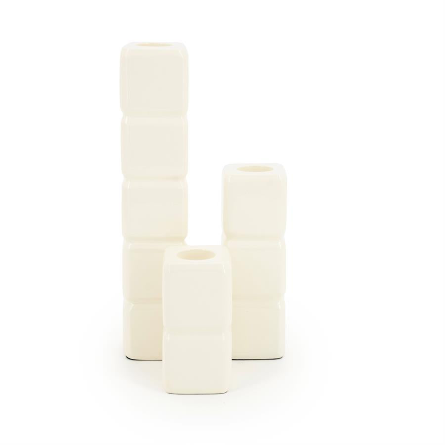 Kandelaar Cube Beige - Set van 3