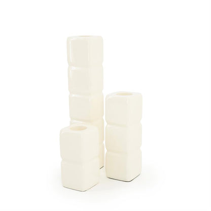 Kandelaar Cube Beige - Set van 3