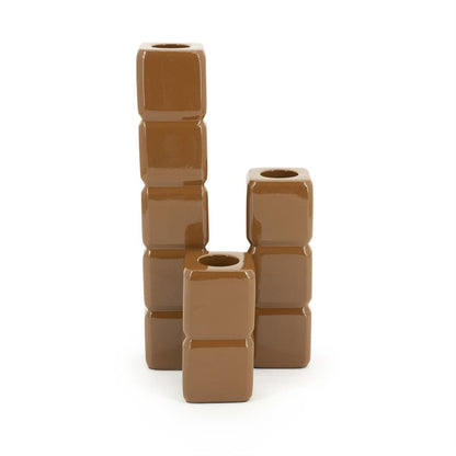 Kandelaar Cube Mustard - Set van 3