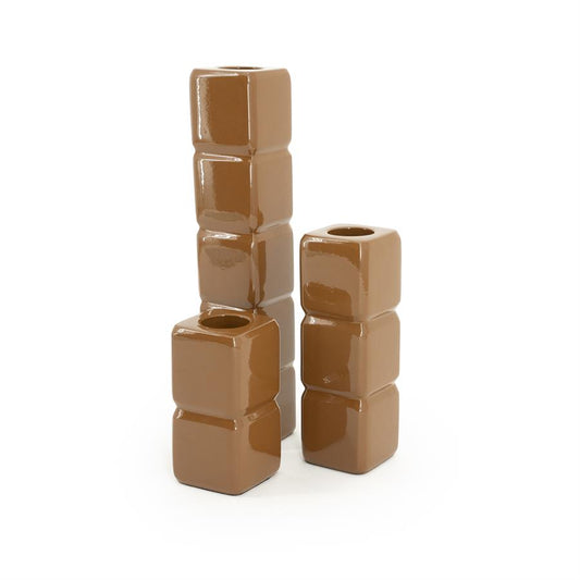 Kandelaar Cube Mustard - Set van 3