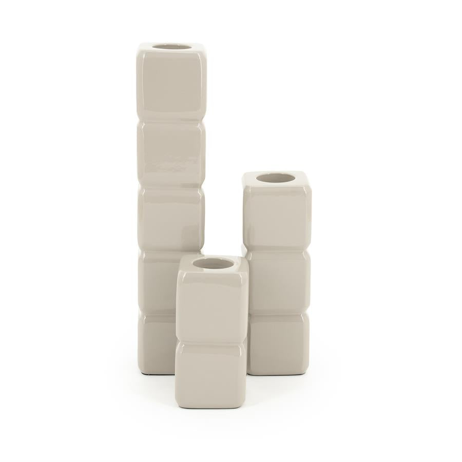 Kandelaar Cube Taupe - Set van 3